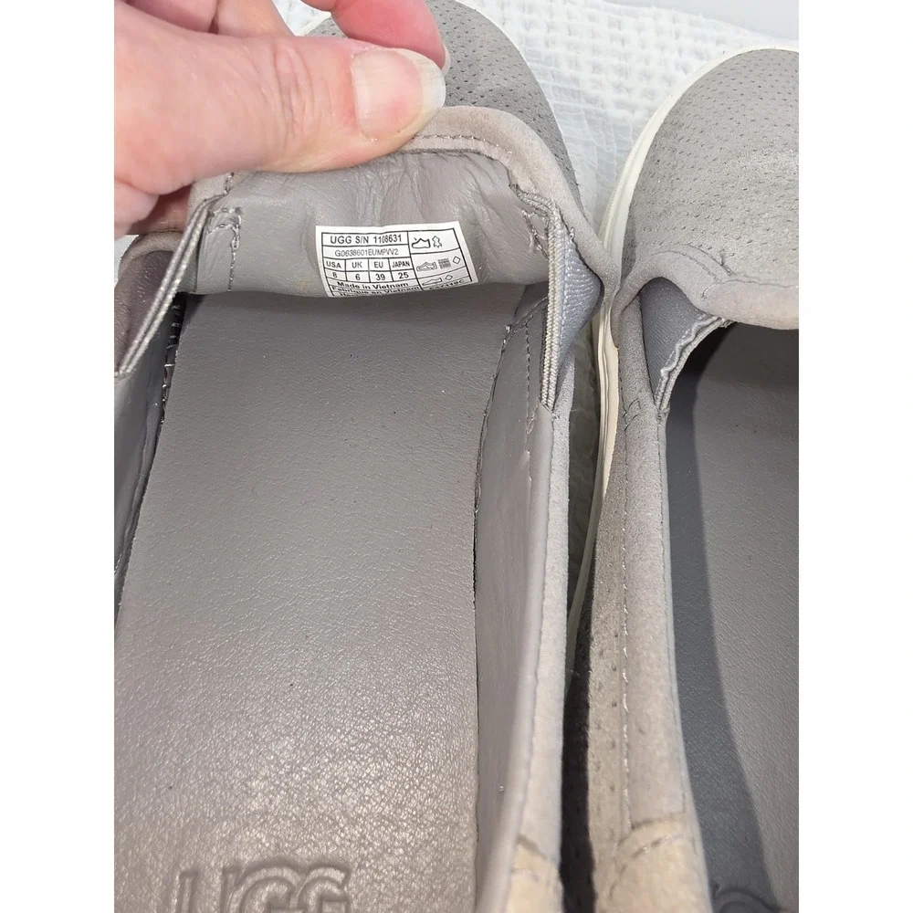 Women's UGG Abies Gray Suede Slip-On Sneakers Size 8 EU 39 Comfort Shoes Flats